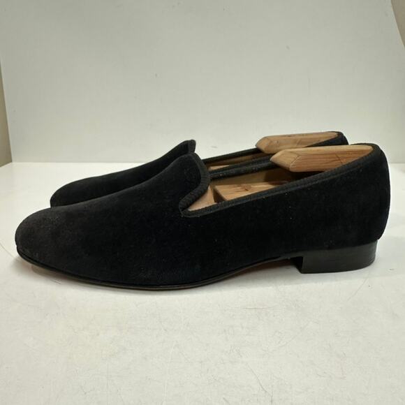 VERY GOOD Tricker's Churchill Velvet Slipper Black Handmade in England 9 / US 10 - Picture 1 of 11